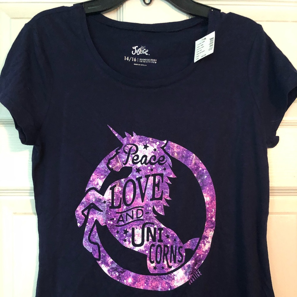 Justice NWT Unicorn tee size 14/16